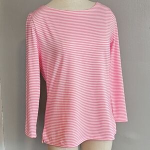 NWOT Vineyard Vines Neon Pink Striped Boatneck T-shirt - S/M